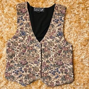 Vintage Floral Tapestry Vest - Multicolor